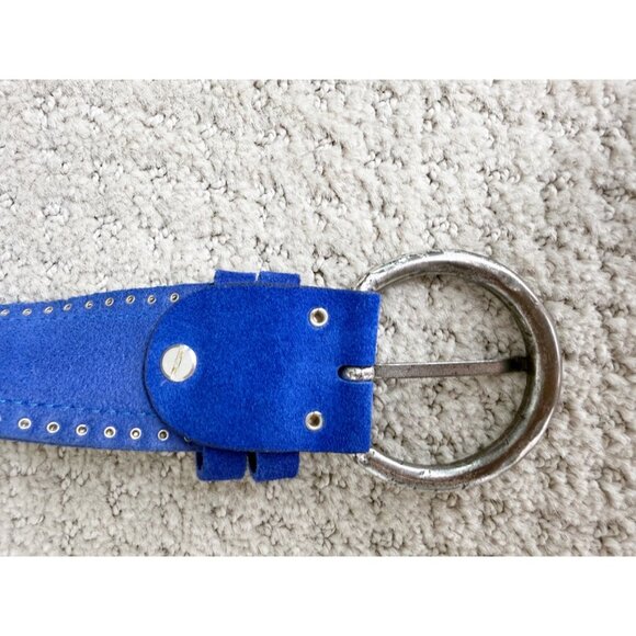 Nanni Blue Suede Embroidered Boho Belt S - Picture 8 of 9